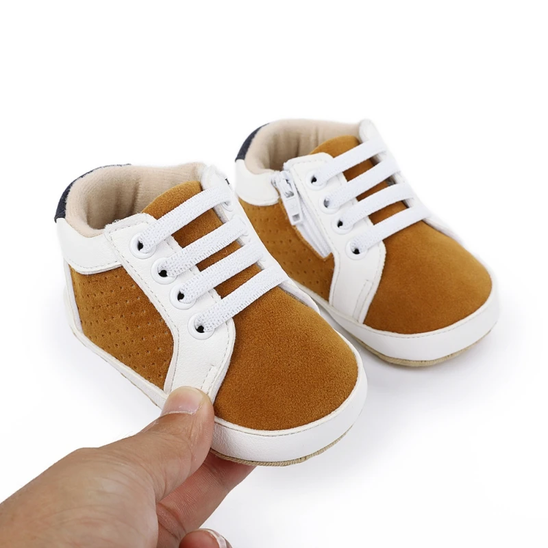 

Baby Fashion Lace Up Antiskid Toddler,Spring Baby Boy Cute Crib Shoes,Anti-Slip Soft Sole Sneakers First Walkers,Baby Patchwork