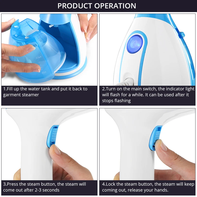 

280ml Garment Steamers Portable Handheld Steamer Home Travel 15 Seconds Speed Hot Clothes Steamer Steam Iron