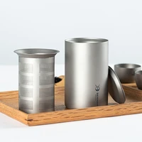 350ml pure titanium double layer tea maker outdoor camping hiking portable tea set teapot cup mug with titanium strainer lid
