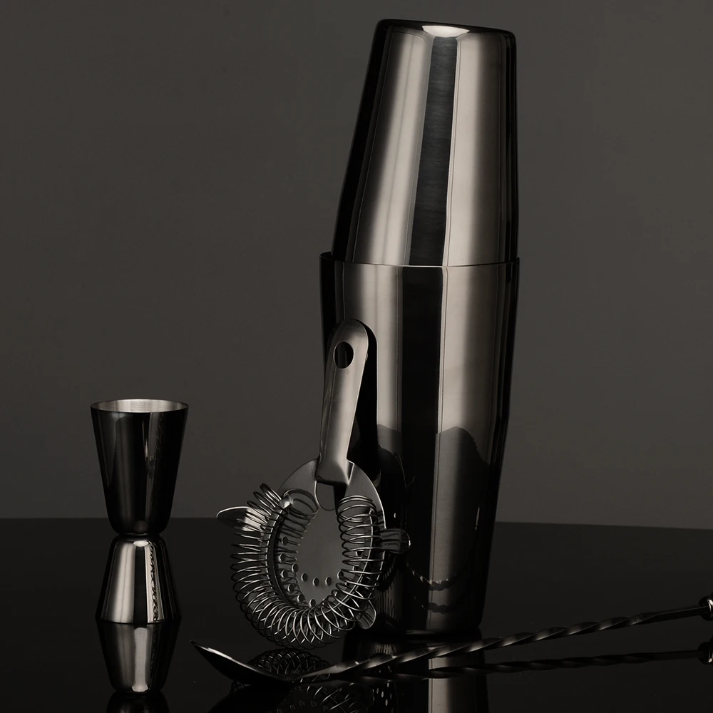 Горячая продажа 4 шт пистолет черный нержавеющая сталь шейкер набор для бара