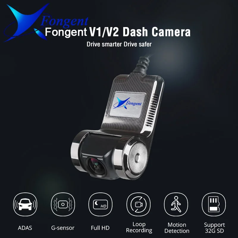 

Автомобильный видеорегистратор Fongent V1 V2 Mini, Adas, Full Hd1080p, акселерометр, акселерометр видеорегистратор ночного видения
