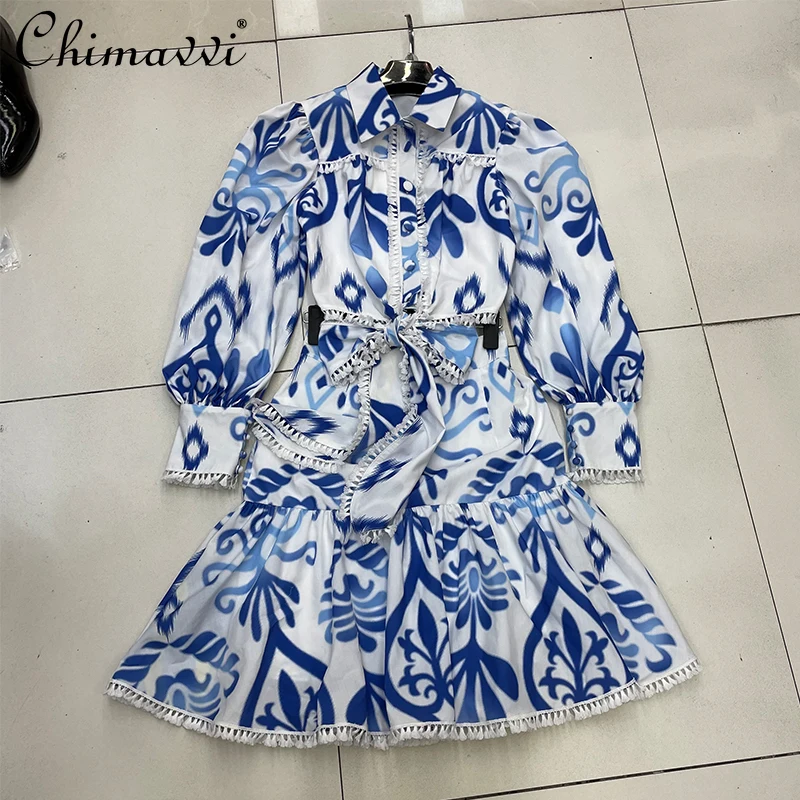 

Women's Suit 2021 Early Spring Retro Long Sleeve Slimming Short Shirt High Waist A Line Mini Skirt Two Piece Set Women Skirt