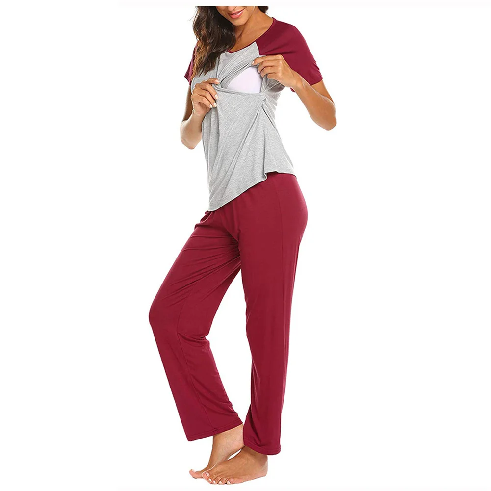 

Maternity Dress Pregnant Women Breastfeeding Dress Short-Sleeved Long Dress Nightdress Casual Dress Pajamas Pregnancy Summer