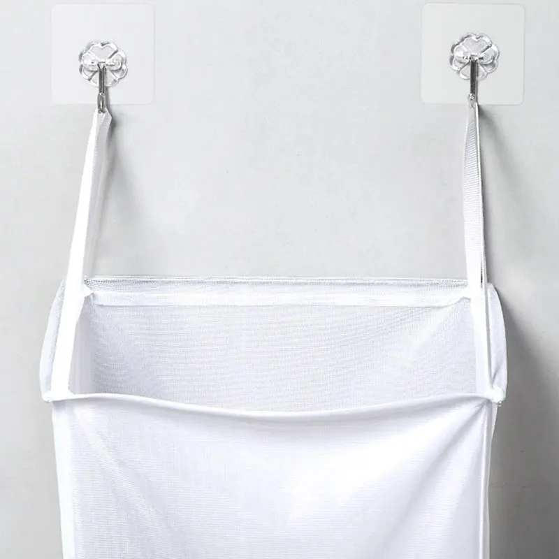 

1PC Portable Foldable Breathable Bathroom Mesh Laundry Basket Wall Mounted Paste Type Clothes Storage Dirty Clothes Basket Hot