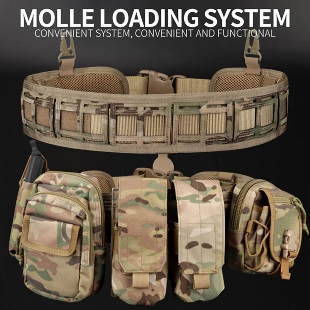 Тактический ремень модульная загрузка мягкий Molle PALS тонкая талия быстрый релиз боевой бой армии лазерная резка нейлон принадлежности для охоты