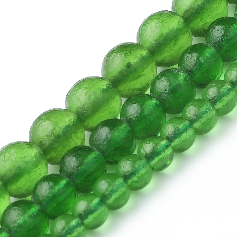 

Green Moldavite Energy Crystal Round Beads Matte Czech Energy Glass Beads For Jewelry Making DIY Bracelet Wholesale 15''Inches