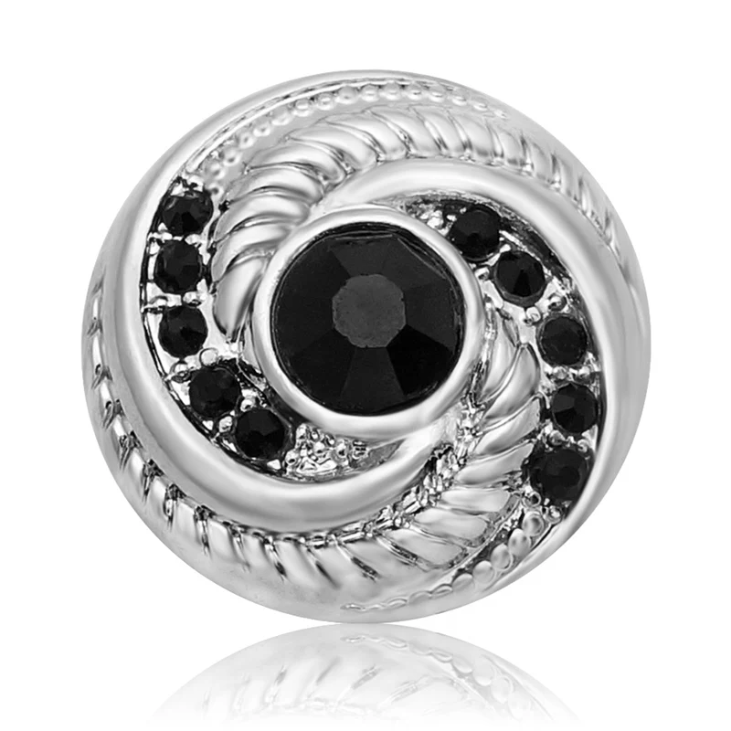 Модные черные стразы Круглые узоры металлические кнопки 18 мм подходят для