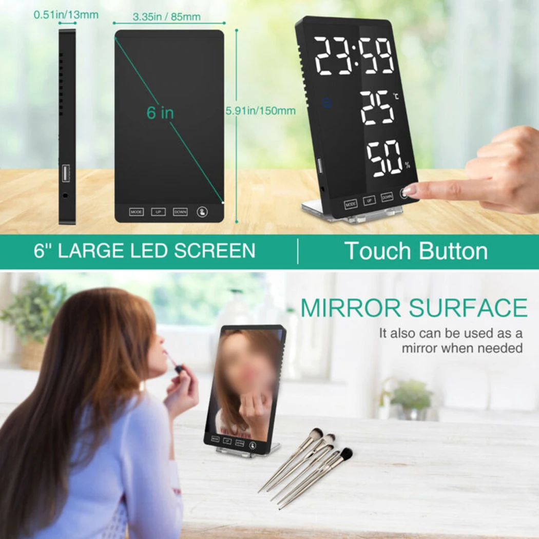 

Room Digital Alarm Clock Dual Power Humidity LED Alarm Clock Digital Display