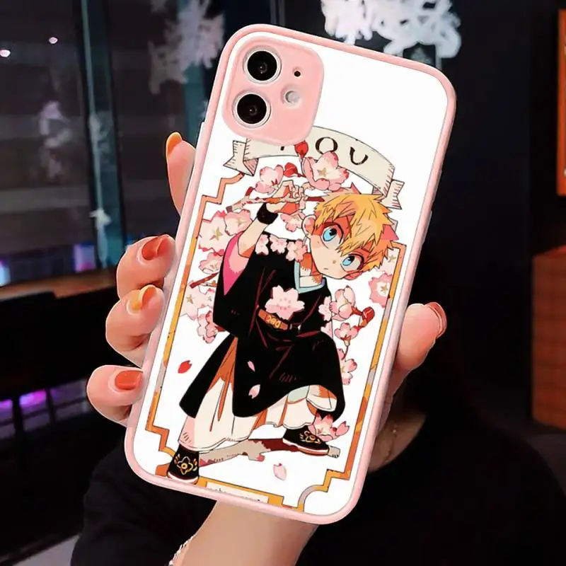 

Anime Hanako kun cute sweet Phone Case Matte transparent For Pink iPhone 12 Mini 11 Pro XR XS Max 7 8 Plus X Back Cover