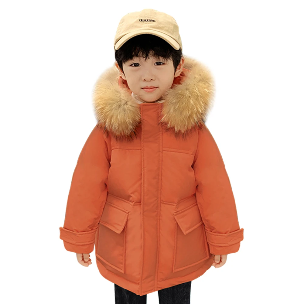 

Boys Down Jackets Padded Puffer Coats Thicken Clothes for Kids Letter Print Outerwear Windproof Hooded Tops Winter Long Sleeve
