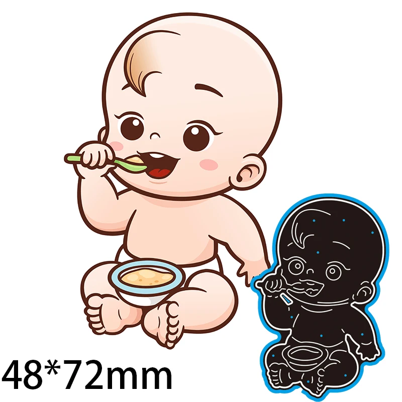 

48*72mm Baby Eating with Spoon Metal cutting Dies Craft Embossing Scrapbooking paper craft Greeting Card