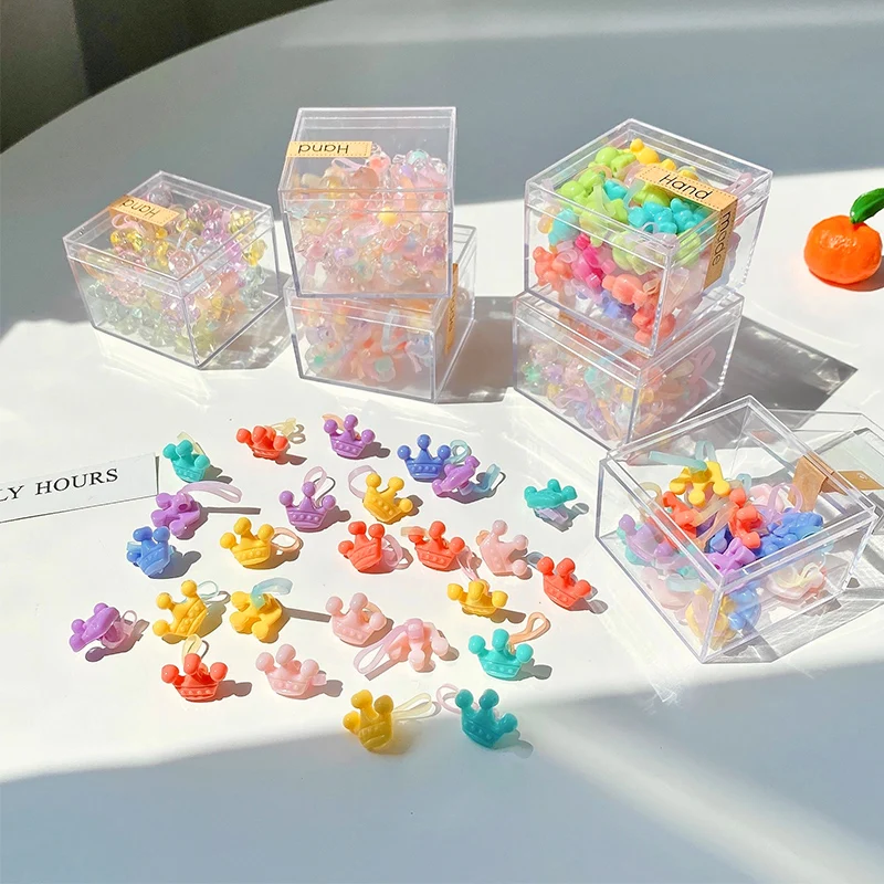 

28/50 Pcs/Se New Baby Girl Cute Cartoon Star Flower Crown Disposable Rubber Band Children Acrylic Hair Band Kid Hair Accessories
