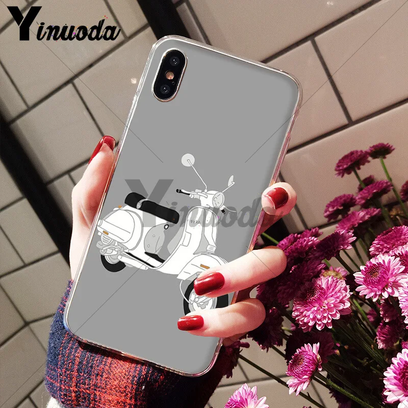 Vespa скутер красочные милые аксессуары для телефона чехол IPhone 6S 6plus 7 7plus 8 8Plus X Xs MAX 5