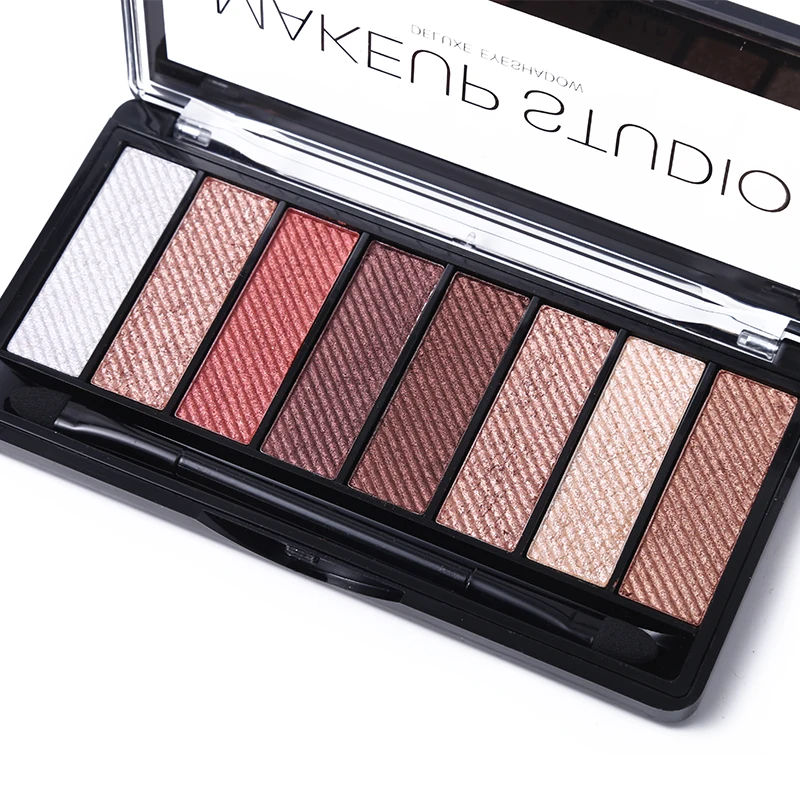 8 цветов блестящие мерцающие тени для век Палитра Земля/теплый макияж натуральные атласные пигмент