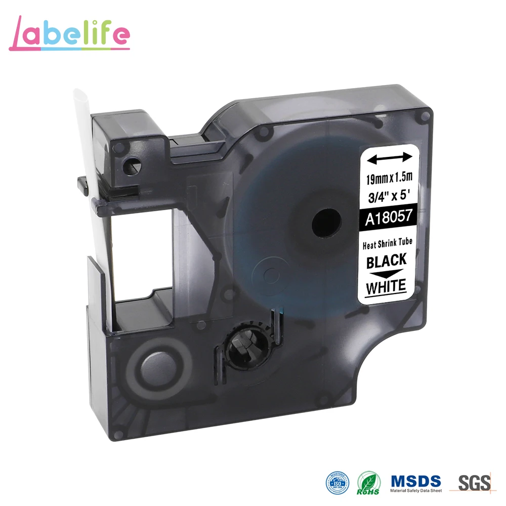 19mm White 18057 Labelife 1 упаковка 18057 18058 черный на белом, желтый 19 мм для DYMO Rhino IND термоусадочные трубки LabelWriters PRO1000 Rhino3000 4200 - Цвет: 19mm White 18057