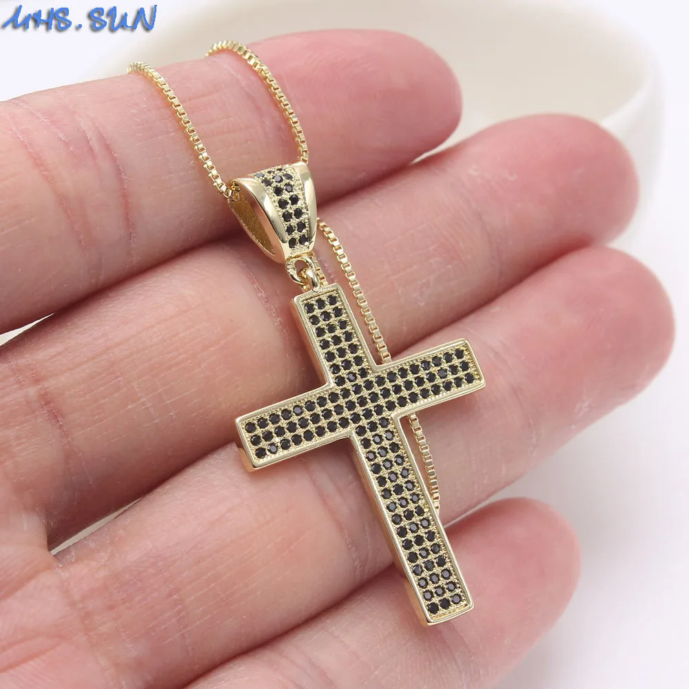 Модное ожерелье MHS.SUN с кулоном в виде креста из циркония цепочка выложенным