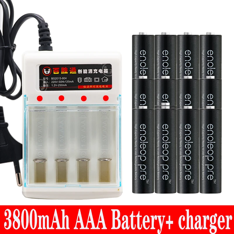 Figh качество 1 2 V 3800mAh NI MH AAA предварительно Заряженная NI-MH аккумуляторная батарея aa