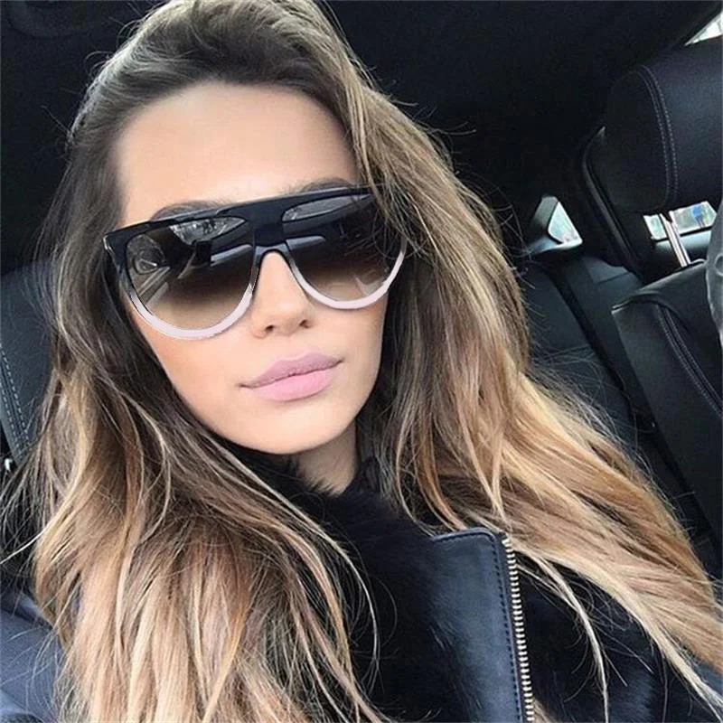 Модные солнцезащитные очки с плоским верхом пластиковые великолепные черные