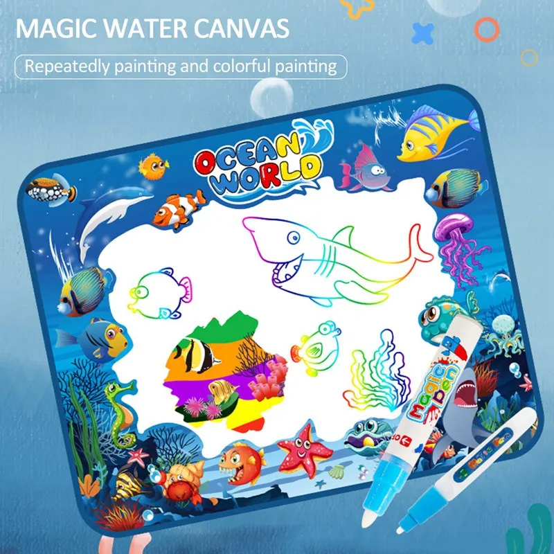 

Magic Water Drawing Mat Coloring Doodle Mat with Magic Pens Montessori Toys Painting Board Educational Toys for Kids