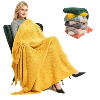 four seasons women tassel plaid shawl 172127cm leisure solid color air conditioning blanket bedroom decoration sofa towel
