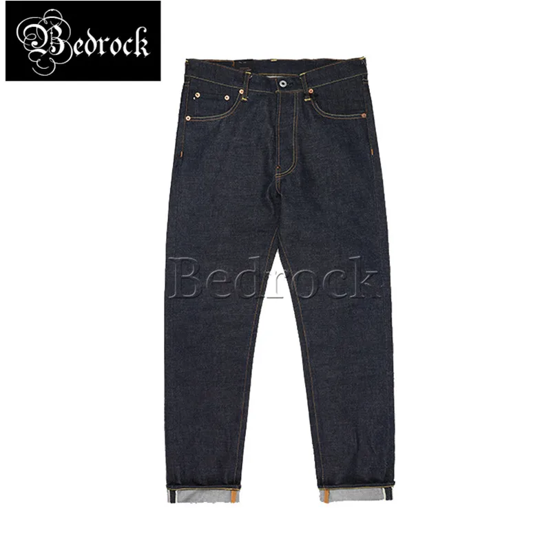 RT 14oz one washed original dark blue micro taper jeans men warehouse raw denim selvedge trousers slim pencil pants