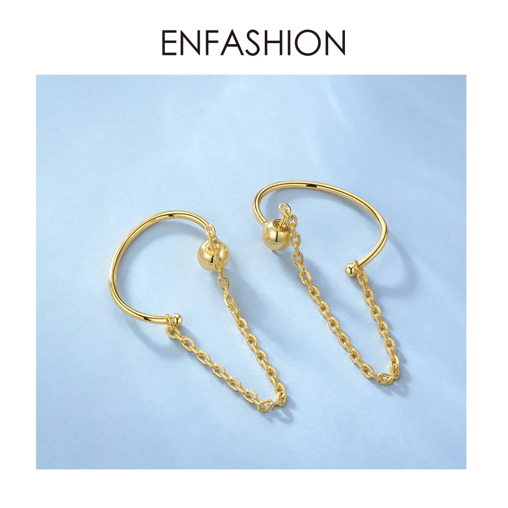 ENFASHION панк с-образная цепочка, серьги-гвоздики для женщин, золотой цвет, минималистичные серьги-манжеты для ушей, модные ювелирные изделия E191091