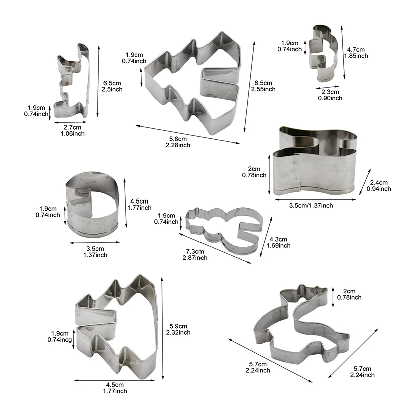 8 шт. рождественский сценарий для нарезки печенья в виде 3D Нержавеющая сталь