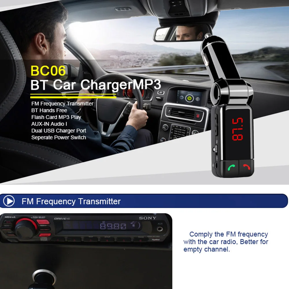 Автомобильный FM-трансмиттер с Bluetooth mp3-плеер FM-модулятор автомобильный комплект