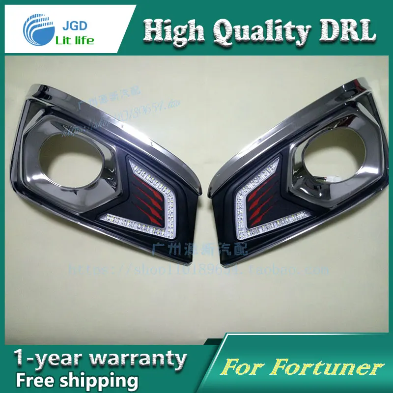 Free shipping !12V 6000k LED DRL Daytime running light case for Toyota Fortuner 2012 2013 fog lamp frame Fog Car styling | Автомобили и