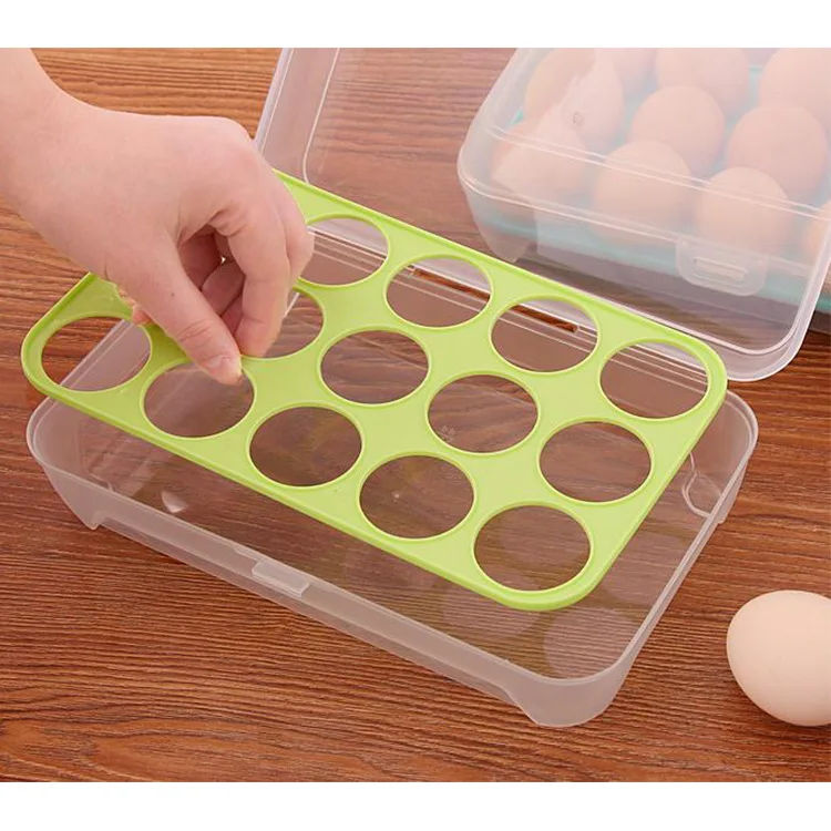 

15 Grids Plastic Refrigerator Egg Storage Box Container Portable Plastic Egg Holder Food Storage Containers Kitchen Tools