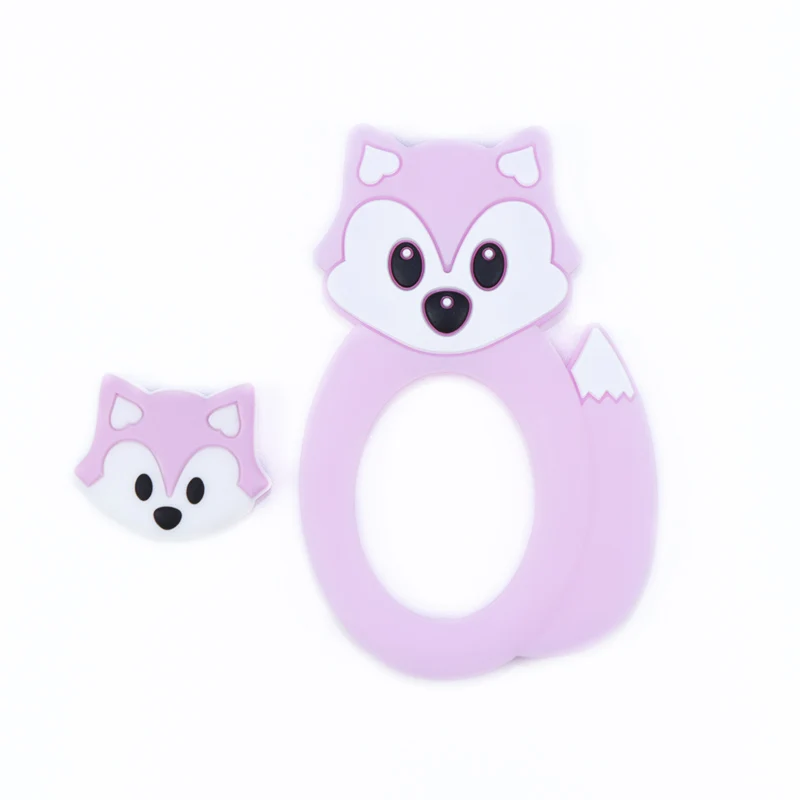 5816 pink FOX BOBO. BOX, 1 шт., силиконовый Прорезыватель для зубов в виде животных, силиконовая игрушка для прорезывания зубов, кулон, рождественские подарки для кормящих, силиконовые бусины, грызуны, детский Прорезыватель - Цвет: 5816 pink FOX