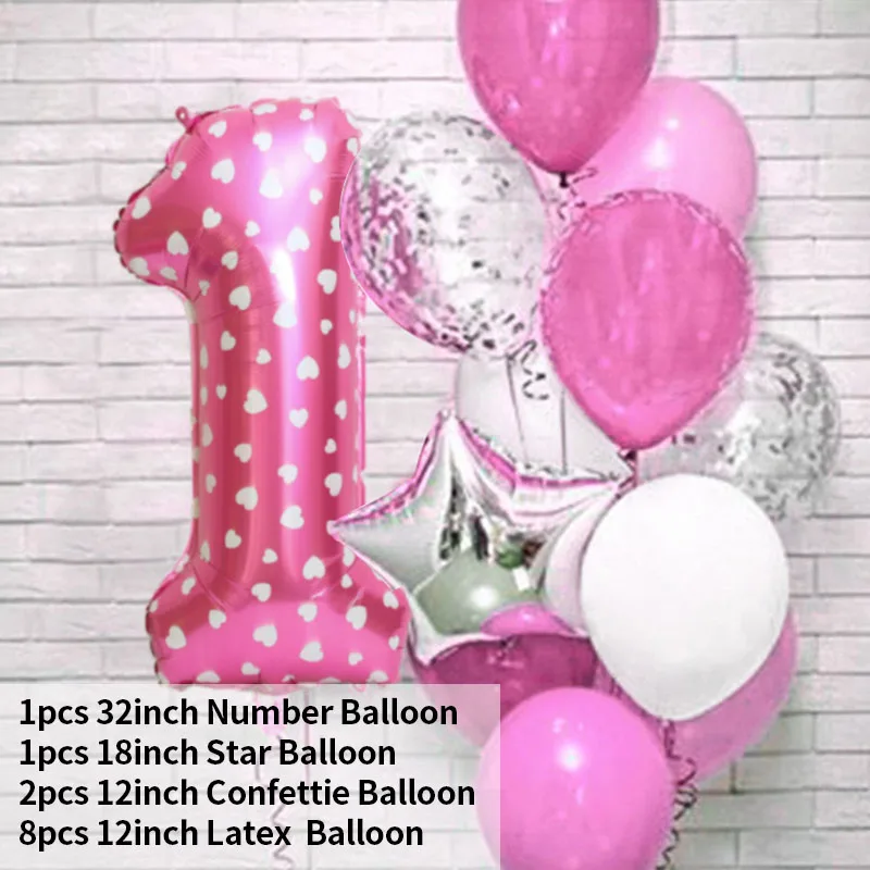 Розовая фольга с цифрами латекс воздушные шары 13 шт. украшения для дня рождения