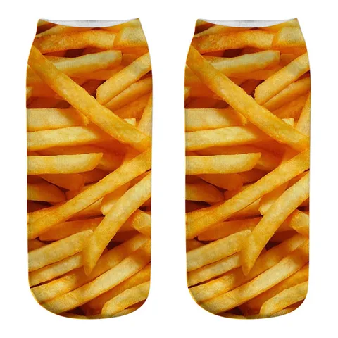 2021 новые модные носки с изображением еды пончиков/гамбургеров/картошки фри 3D милые хлопковые короткие носки по щиколотку для женщин повседневные короткие носки