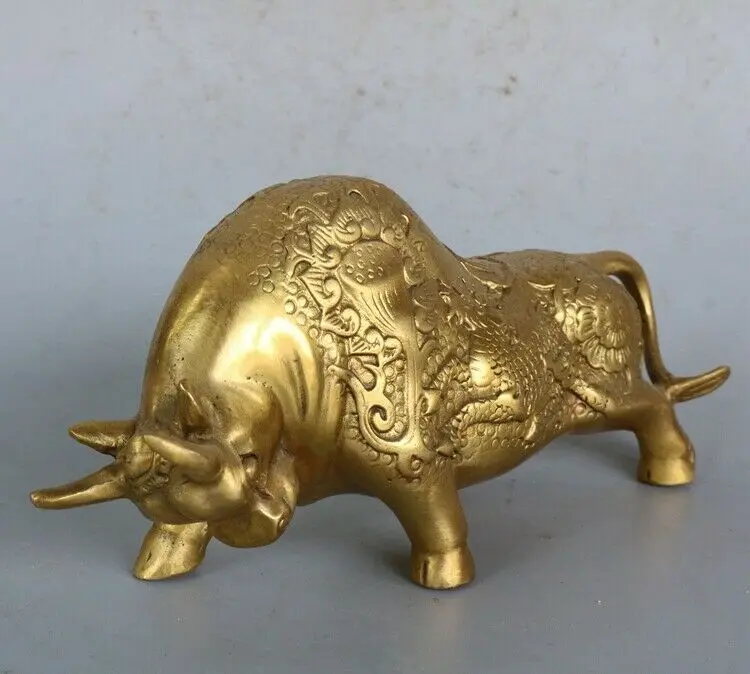 

Chinese antiques Fengshui copper ware brass cattle statue cv117