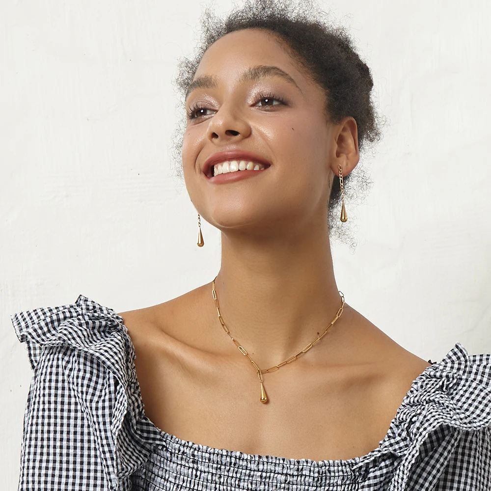 Серьги-подвески ENFASHION из нержавеющей стали женские модные длинные висячие серьги