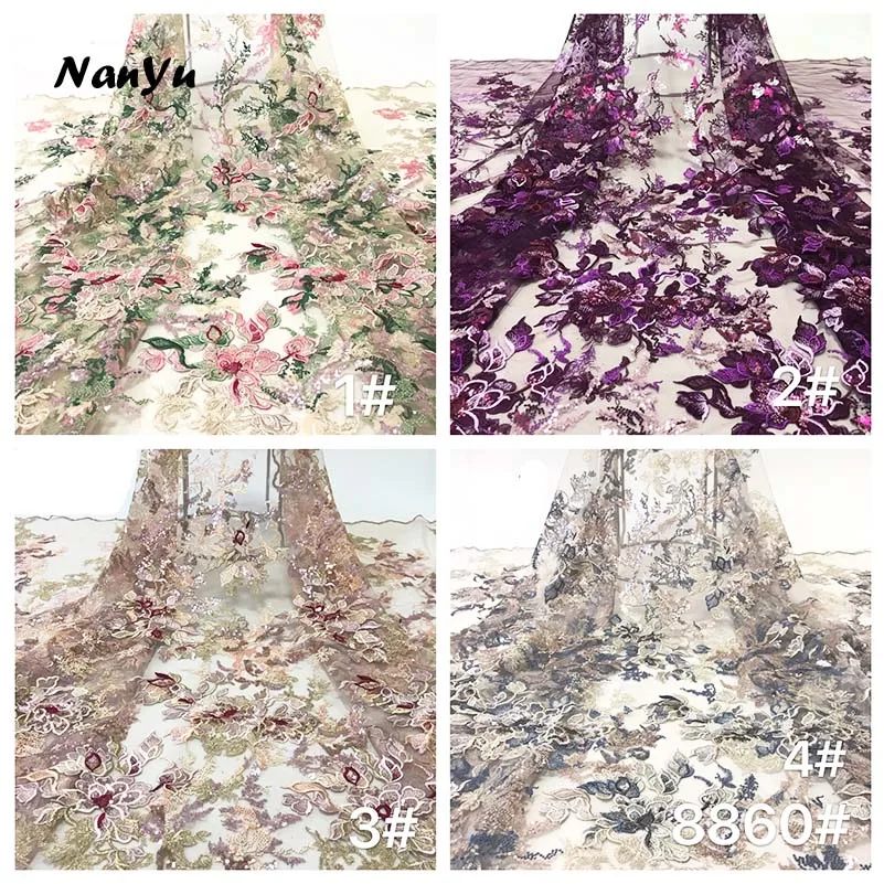 Французская кружевная ткань красивая вышивка красочная цветочная отделка для