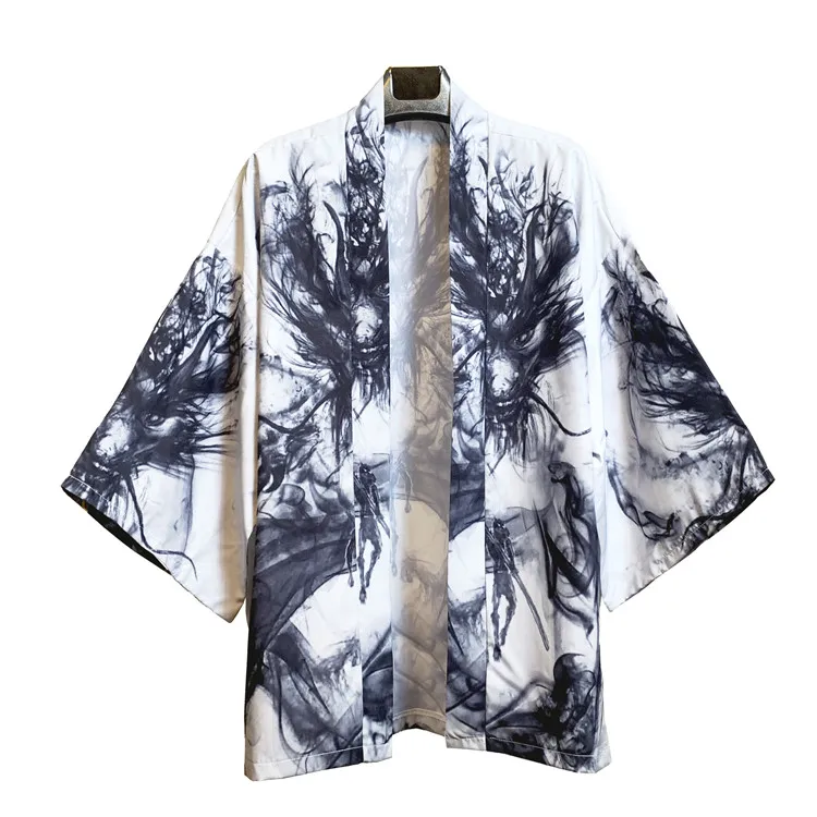 

Summer Japanese Five Point Sleeves Kimono Mens And Womens Cloak Jacke Top Blouse Loose casual fashion plus oversized quick dry
