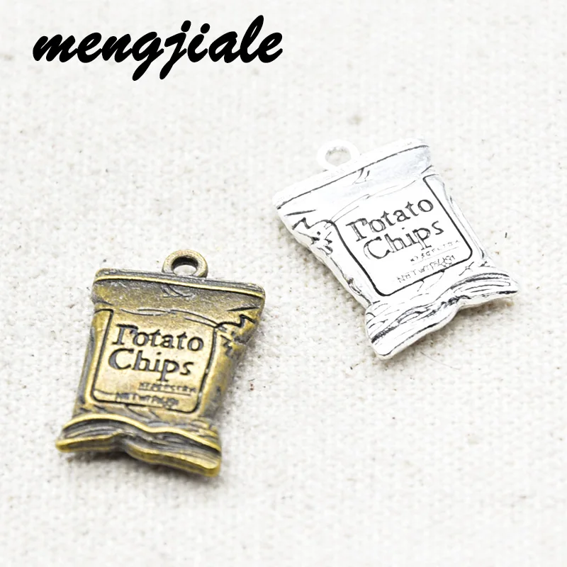 

5pcs Wholesale Two Color Potato Chips Charms Alloy Metal Food Pendants For DIY Handmade Jewelry Accessories Making 25*16mm