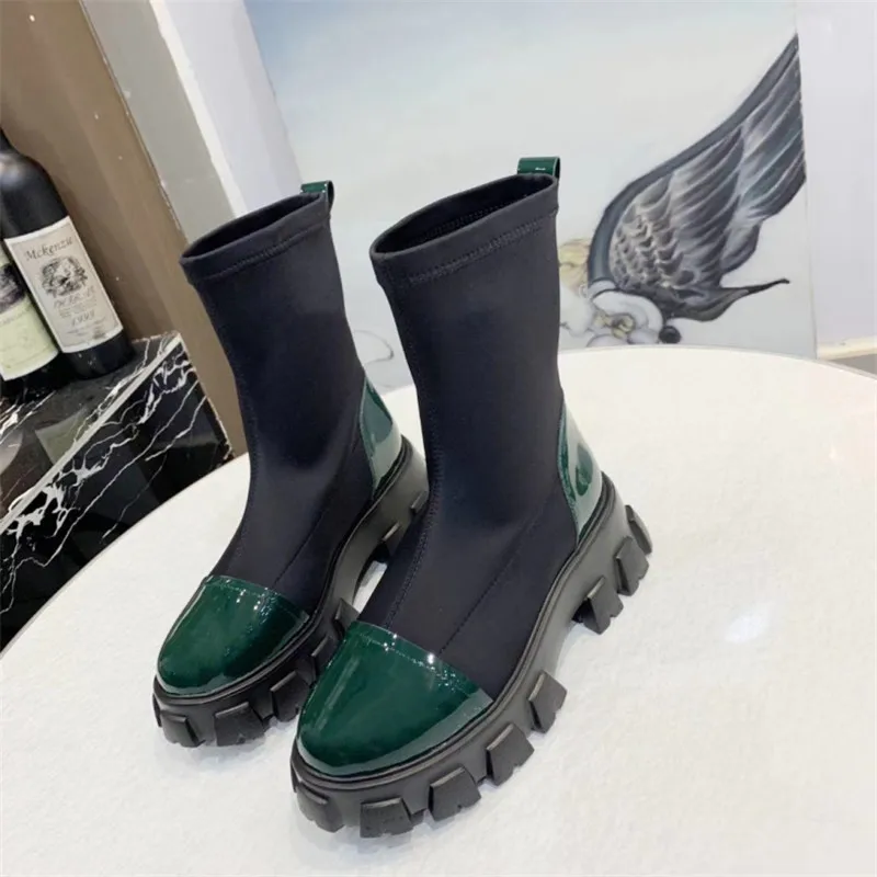 Ботинки Челси женские эластичные ботинки из натуральной кожи в стиле пэчворк