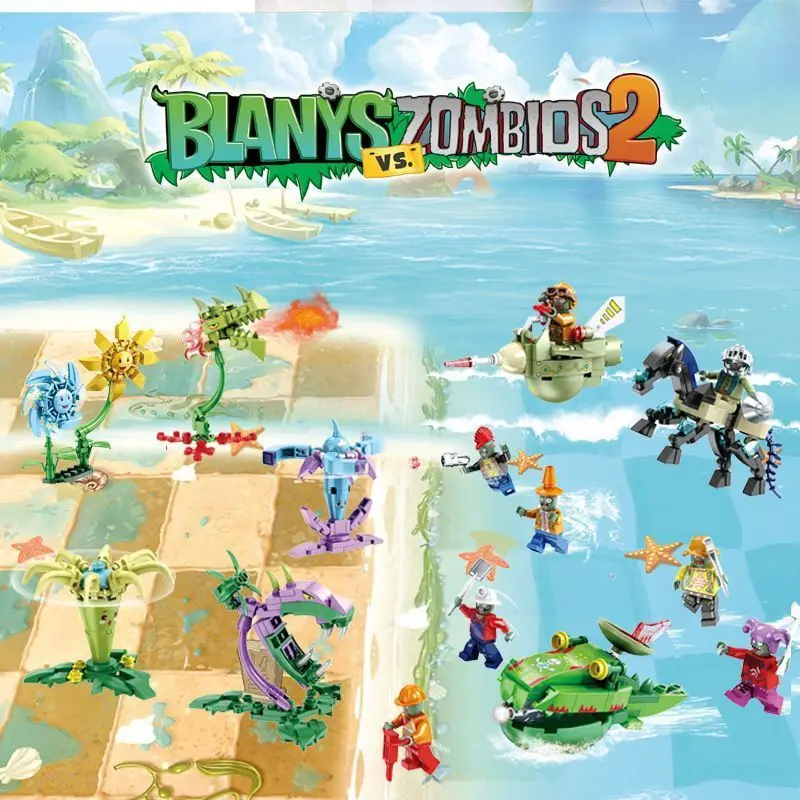 

Plants Vs. Dark Horse 9022 Zombie Series Children's Educational Small Particles Assembled Educational Toys 8-in-1