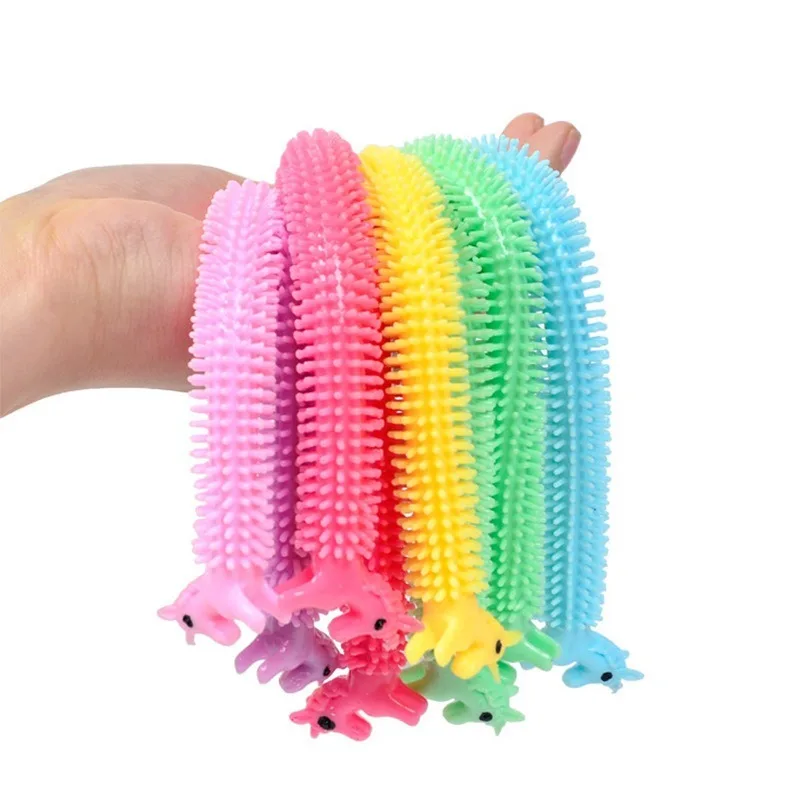

6PC Children Adult Decompression Toy Unicorn Stretch String TPR Rope Anti Stress Toy Autism Mood Squeeze Fidget Autism Vent Toys