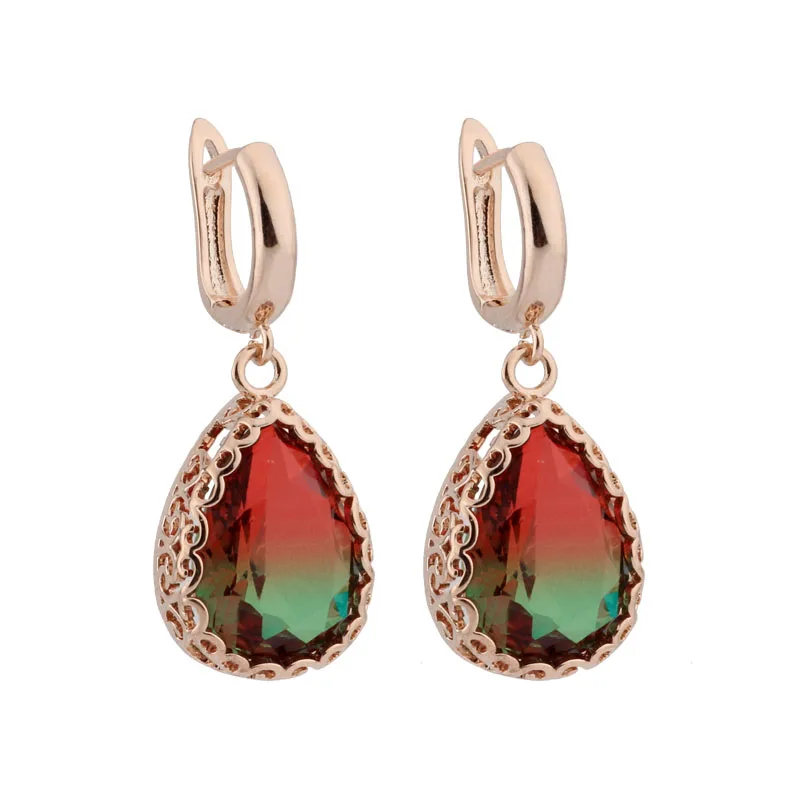 Женские серьги капельки с разноцветным натуральным цирконием Irina модные