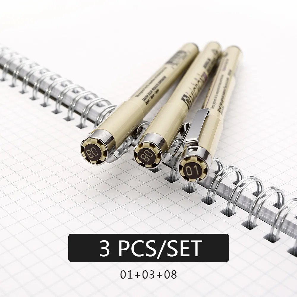 3pcs Sakura ручка Pigma micron Neelde мягкая кисть Ручка для рисования Лот 005 01 02 03 04 05 08 1,0 кисть художественные маркеры - Цвет: 3pcs