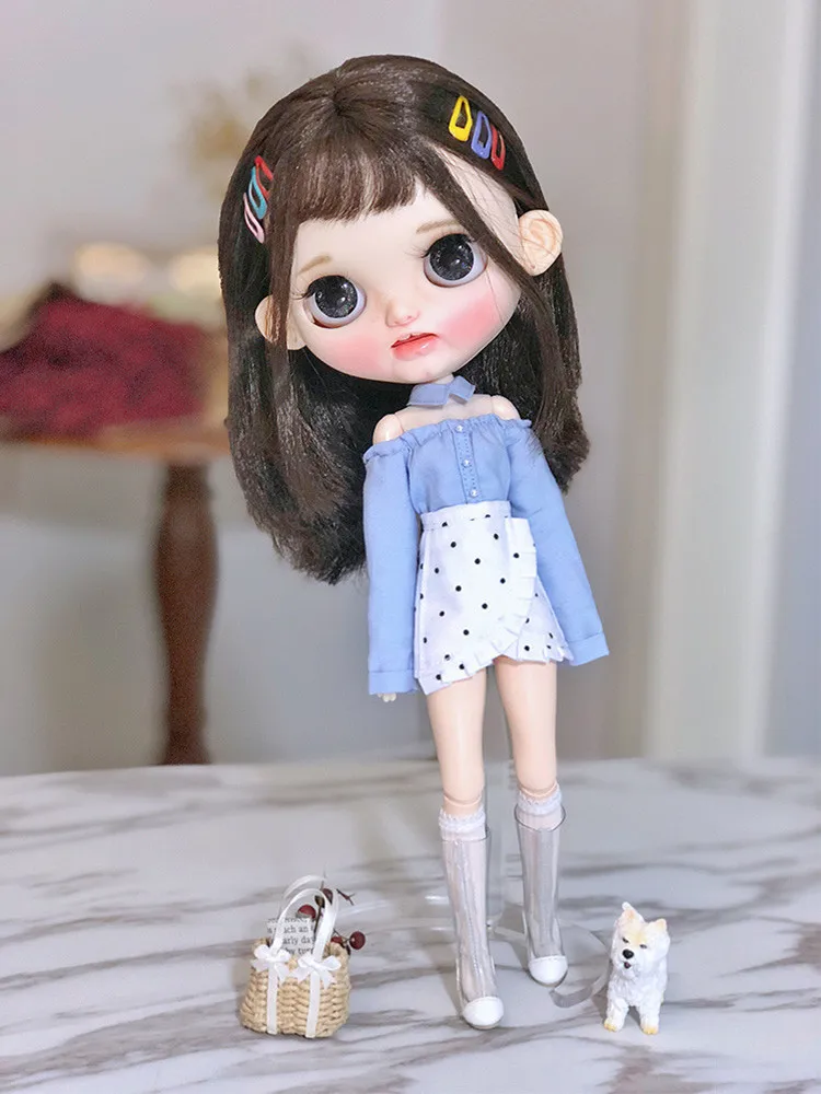 1/6 рубашка для куклы джинсовая юбка Одежда (подходит Ob24 Pullip Azone Licca BJD ICY)|Куклы| |