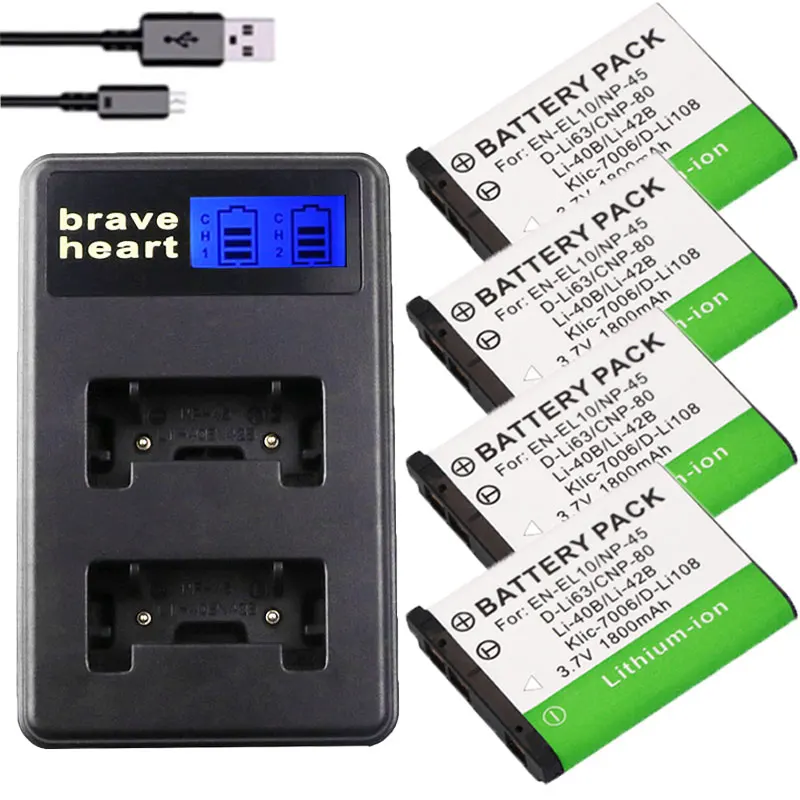 Li 42b 40B ion аккумулятор 42B Батарея для цифровой камеры Olympus NP 45 Nikon EN EL10 D Li63 Li108 80 CNP80 KLIC