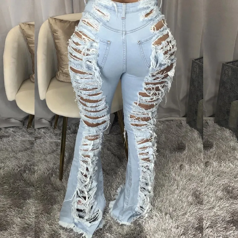 

Echoine Casual Loose Blue Jeans Hollow Out Wide Leg Denim Pants Women High Waist Streetwear Harajuku straight Trousers 2021
