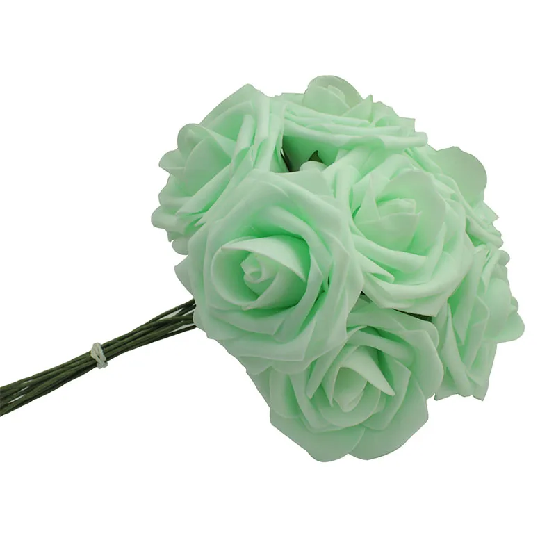 Light Green 10 голов, искусственные розы, букет невесты на свадьбу, домашний декор, искусственные цветы - Цвет: Light Green