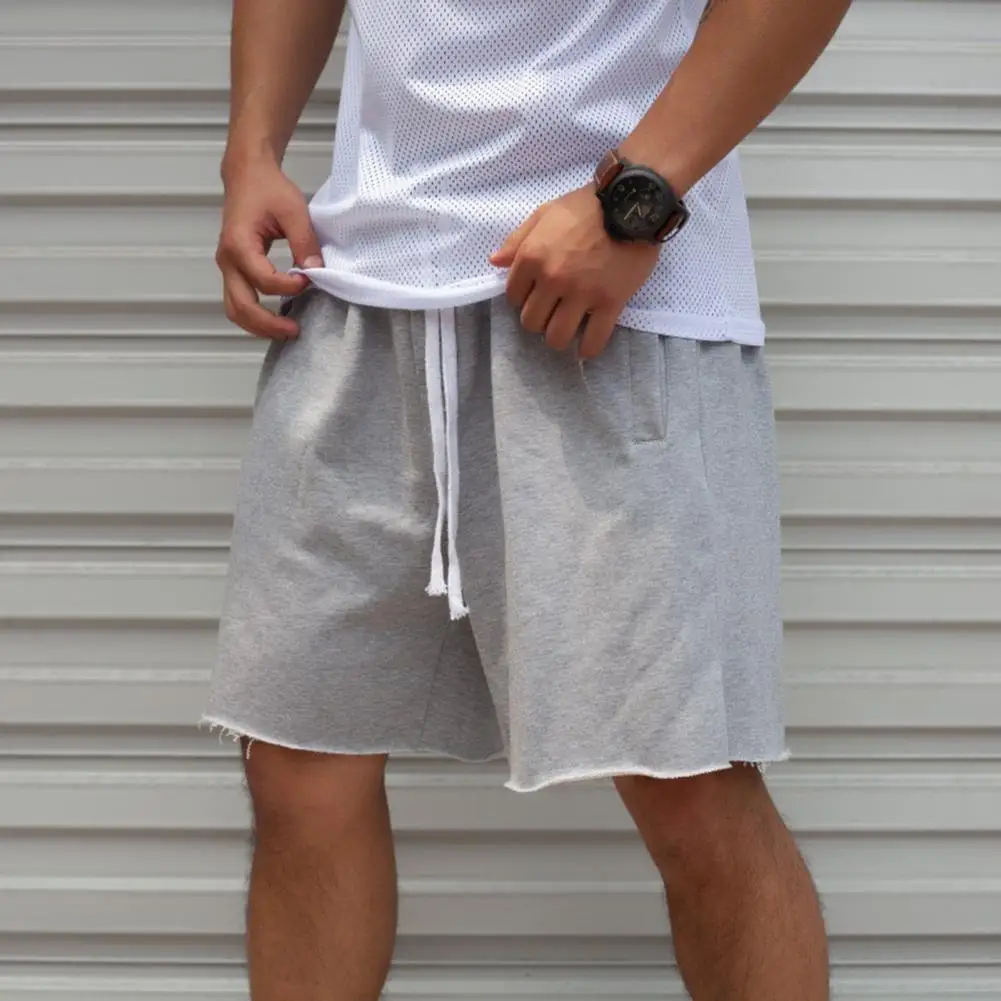 

Men Shorts Drawstring Loose Summer Mid Rise Pockets Short Pants for Fitness Man Breathable Cotton Gym Short Trousers Sweatpants