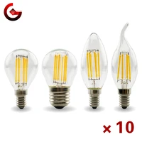 10pcslot e27 e14 retro edison led filament bulb lamp 110v 220v light bulb c35 g45 glass bulb vintage chandeliers candle light