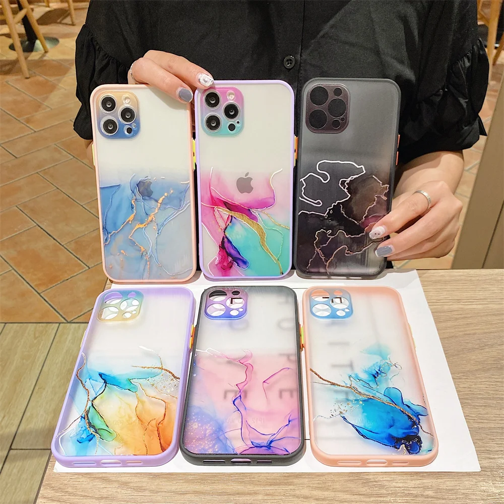 

Gradient Marble Watercolor Painting Case For Xiaomi Mi Poco M2 M3 X3 Redmi 9T Note 8 9S 10S 10 Pro Max Clear Soft TPU Cover